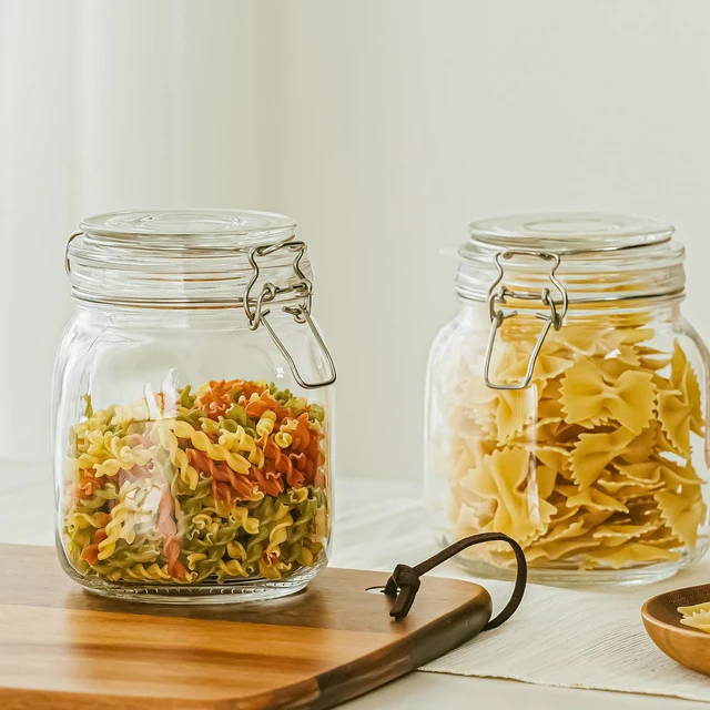 Alt view image 4 of 6 - Mainstays 38oz Glass Food Storage Jar with Locking Airtight Lid