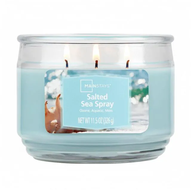 Alt view image 6 of 6 - Mainstays 3-Wick Scented Glass Jar Candle, Salted Sea Spray, 11.5 oz, 4 Pack