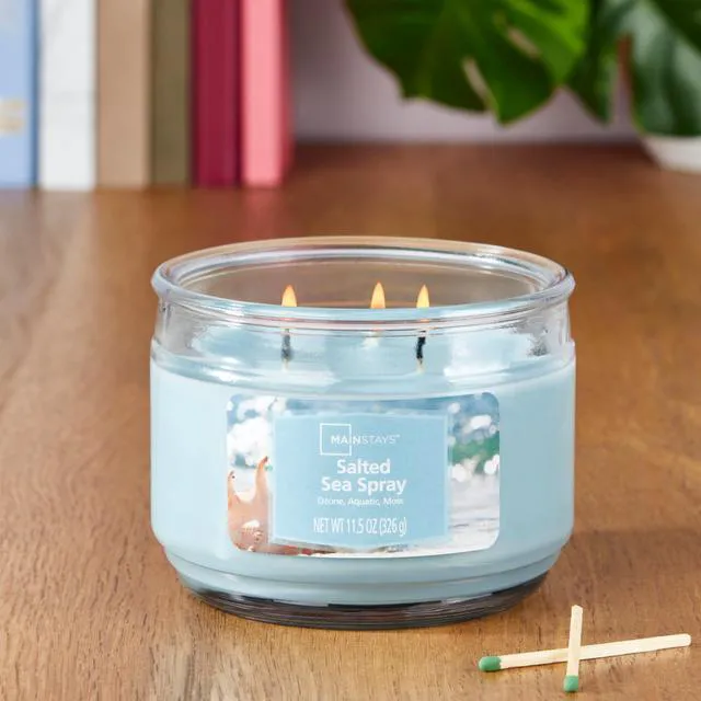 Alt view image 5 of 6 - Mainstays 3-Wick Scented Glass Jar Candle, Salted Sea Spray, 11.5 oz, 4 Pack