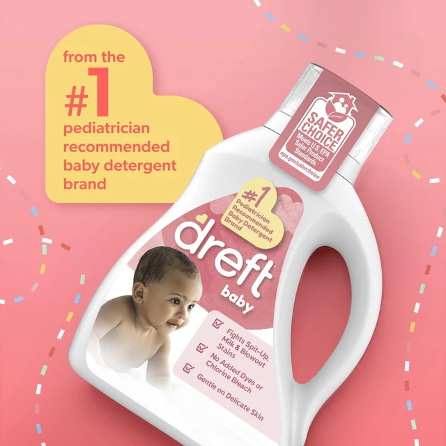 Alt view image 4 of 6 - Dreft Unscented Liquid Laundry Detergent for Babies, Tackles 100% of Common Baby Stains, 42 fl oz, 32 Loads