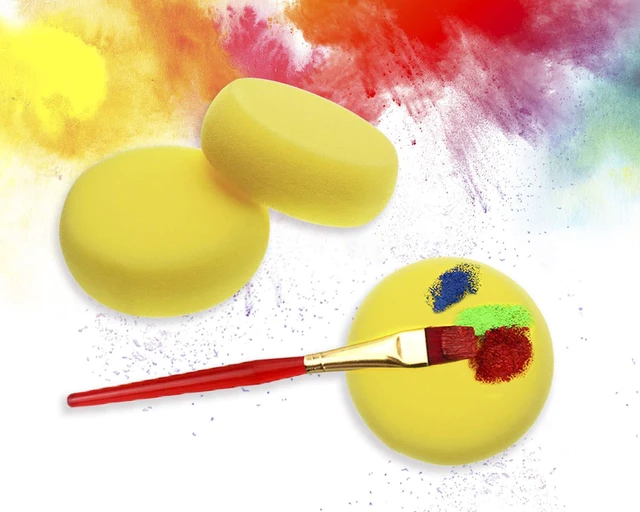 Alt view image 3 of 7 - Penta Angel Round Sponges 6pcs 3inch Yellow Synthetic Artist Sponge for Watercolors, Art, Craft, Pottery, Clay, Cleaning, Ceramics, Wall