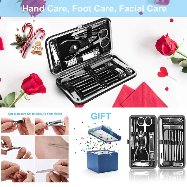 Alt view image 2 of 7 - OKOM 19-Piece Stainless Steel Nail Clipper Set - Professional Manicure Kit for Men Women with Case
