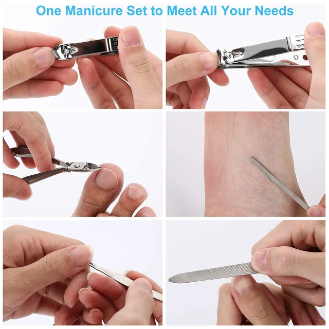 Alt view image 6 of 7 - OKOM 19-Piece Stainless Steel Nail Clipper Set - Professional Manicure Kit for Men Women with Case