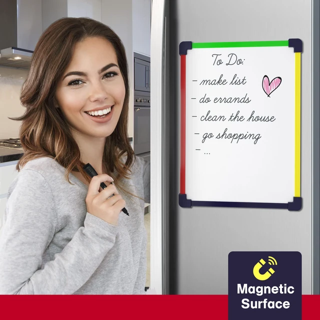 Alt view image 4 of 6 - Scribbledo 9x12 Magnetic Dry Erase Board, Double Sided Hardboard, Reusable Writing Surface for Kids Classroom Home Travel