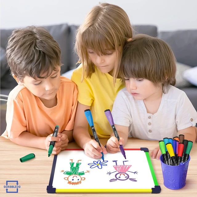 Alt view image 2 of 6 - Scribbledo 9x12 Magnetic Dry Erase Board, Double Sided Hardboard, Reusable Writing Surface for Kids Classroom Home Travel
