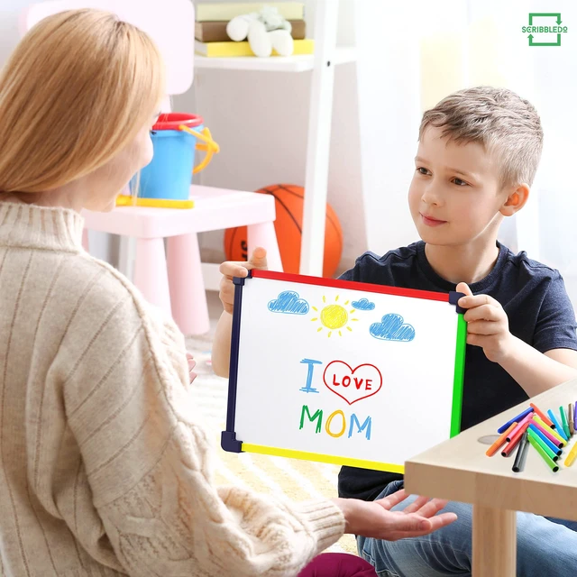 Alt view image 5 of 6 - Scribbledo 9x12 Magnetic Dry Erase Board, Double Sided Hardboard, Reusable Writing Surface for Kids Classroom Home Travel