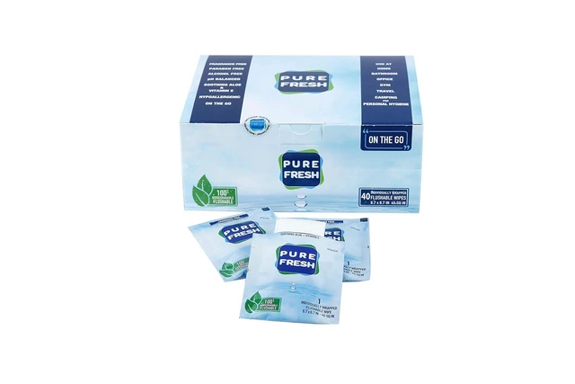 Alt view image 2 of 5 - PureFresh Flushable Wet Wipes Individually Wrapped for Travel, 40 Singles