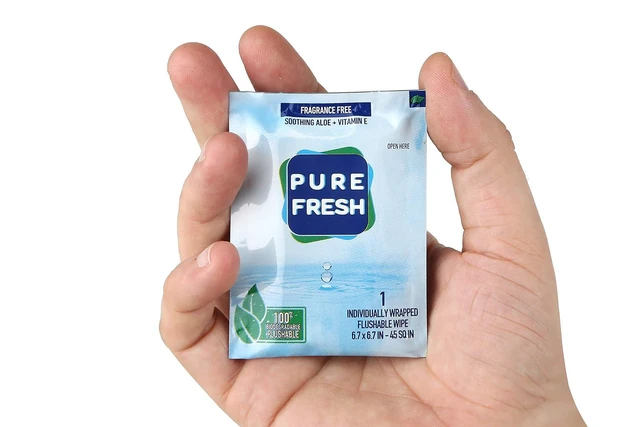 Alt view image 3 of 5 - PureFresh Flushable Wet Wipes Individually Wrapped for Travel, 40 Singles
