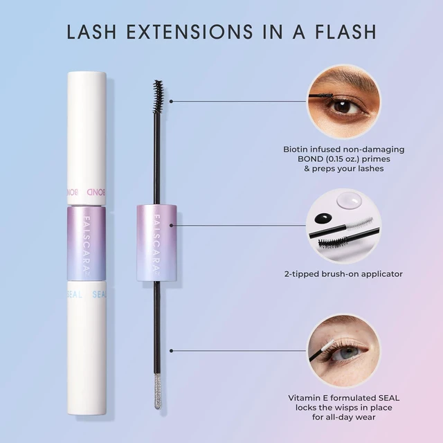 Alt view image 4 of 6 - KISS Falscara DIY Eyelash Extension Bond & Seal with Biotin & Vitamin E, Strong Gentle Comfortable Lash Adhesive, Use with Falscara Lash Wisps, Remover, Applicator
