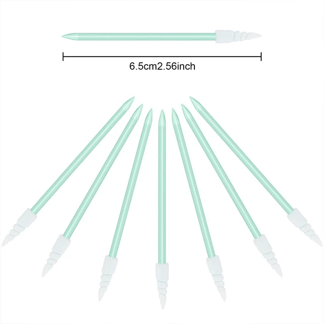 Alt view image 2 of 6 - Chinco 200 Pcs 2.56" Sponge Tip Cleaning Swabs, Green