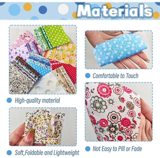 Alt view image 5 of 7 - 150Pcs 4"x4" (10x10cm) Cotton Craft Fabric Pre-Cut Quilt Squares, DIY Sewing Quarters, Patchwork Sheets