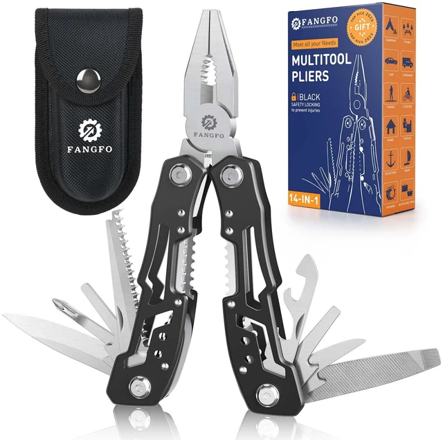 Main image of 14-In-1 Multitool with Safety Locking, Stainless Steel Pliers, Pocket Knife, Bottle Opener, Screwdriver, Nylon Sheath for Survival, Camping, Hunting, Hiking, 1 Pcs