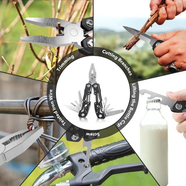 Alt view image 6 of 6 - 14-In-1 Multitool with Safety Locking, Stainless Steel Pliers, Pocket Knife, Bottle Opener, Screwdriver, Nylon Sheath for Survival, Camping, Hunting, Hiking, 1 Pcs