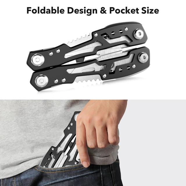 Alt view image 4 of 6 - 14-In-1 Multitool with Safety Locking, Stainless Steel Pliers, Pocket Knife, Bottle Opener, Screwdriver, Nylon Sheath for Survival, Camping, Hunting, Hiking, 1 Pcs