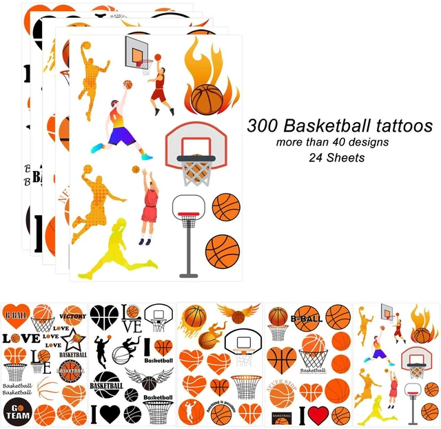 Alt view image 3 of 3 - Oringaga 300 Basketball Temporary Tattoos for Kids Party Favors Goodie Bag Stuffers (24 Sheets)