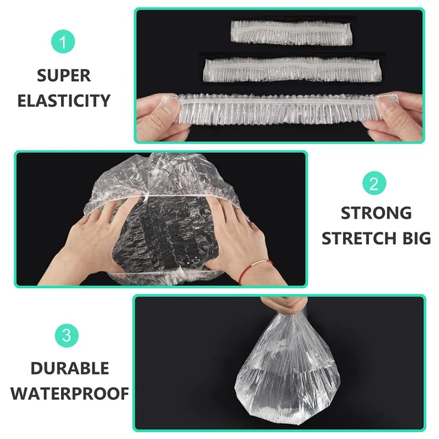 Alt view image 4 of 6 - Keeygo Disposable Shower Caps 30 PCS, Clear Waterproof Plastic, for Women Hotel Travel Essentials - 17.3in