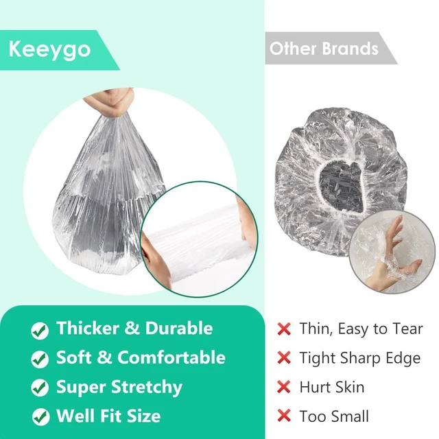 Alt view image 5 of 6 - Keeygo Disposable Shower Caps 30 PCS, Clear Waterproof Plastic, for Women Hotel Travel Essentials - 17.3in