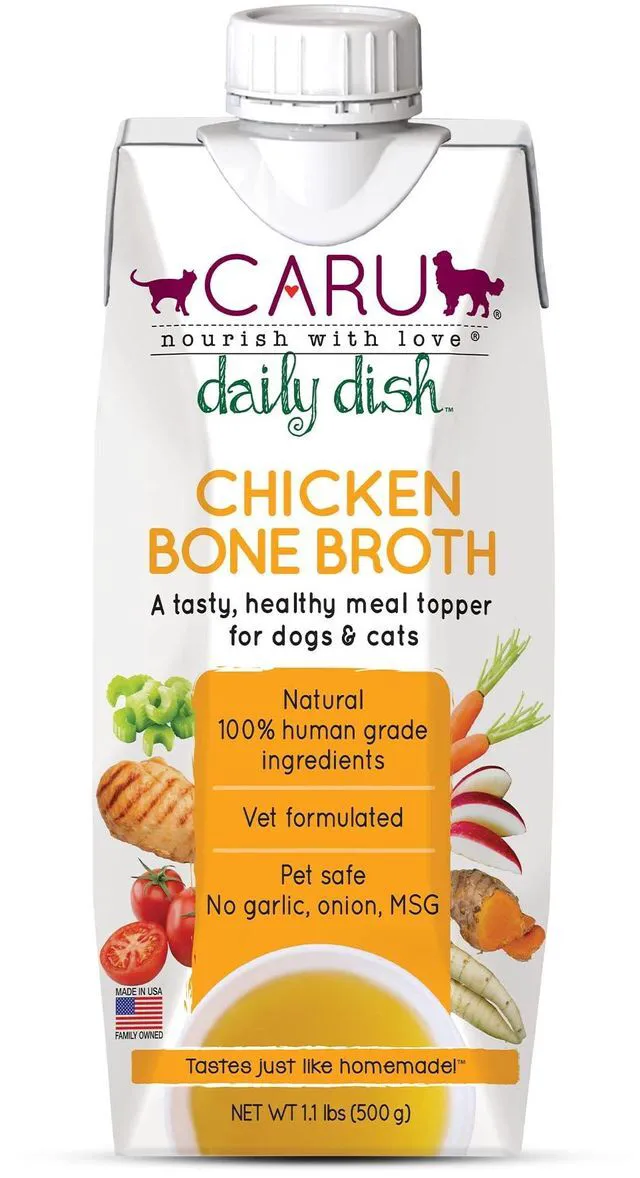 Main image of Caru Daily Dish Chicken Bone Broth Topper for Dogs and Cats, 17.6 oz, 1 Pack