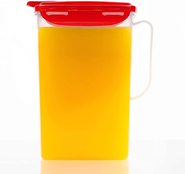 Main image of LocknLock Aqua Fridge Door Water Jug 2 Quart BPA Free Plastic Pitcher with Lid for Water, Juice, Tea & Beverages, Red