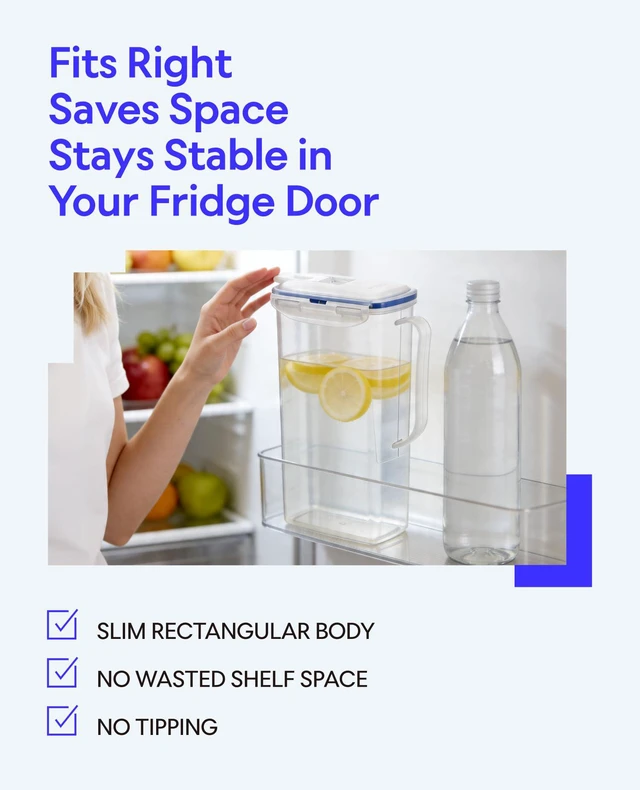 Alt view image 4 of 6 - LocknLock Aqua Fridge Door Water Jug 2 Quart BPA Free Plastic Pitcher with Lid for Water, Juice, Tea & Beverages, Red