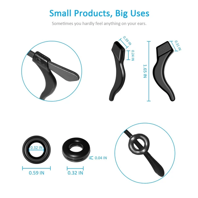 Alt view image 5 of 7 - Mcyye 12 Pairs Eyeglass Ear Grips, Anti Slip Silicone Ear Hook, Keep Glasses from Slipping, for Kids Adults Sports Study Work
