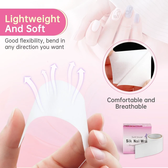 Alt view image 5 of 7 - Chrontier Self-Adhesive Fiberglass Silk Nail Wrap Easy Trimmerable Reinforce Repair Bandage Tape for UV Gel Acrylic Nail Art Extension Professional Manicure Tool
