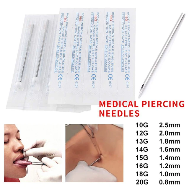 Alt view image 4 of 4 - 20G 5 Pieces Body Ear Navel Nose Lip Nipple Piercing Needles