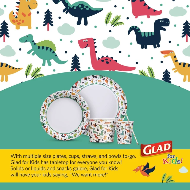 Alt view image 6 of 6 - Glad for Kids Disposable Paper Cups, 9Oz, 20Count, Dinosaurs