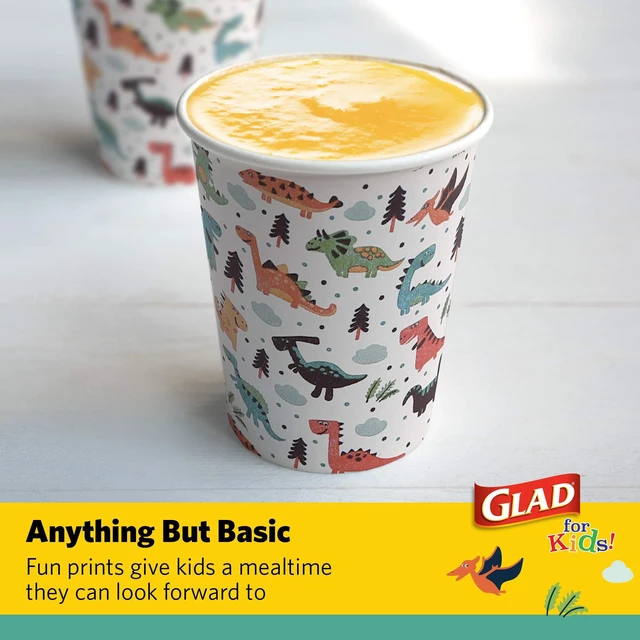 Alt view image 3 of 6 - Glad for Kids Disposable Paper Cups, 9Oz, 20Count, Dinosaurs