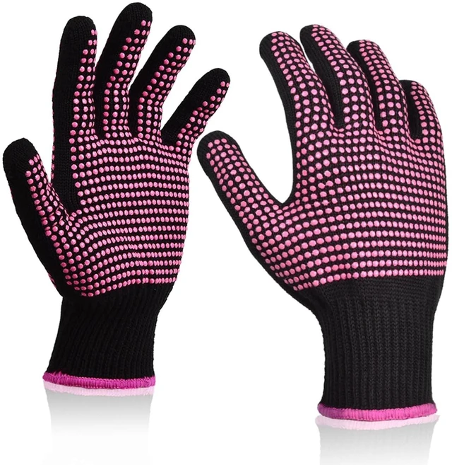 Main image of Sopito Heat Resistant Gloves for Hair Styling, Silicone Bump, 2Pcs Rose Red