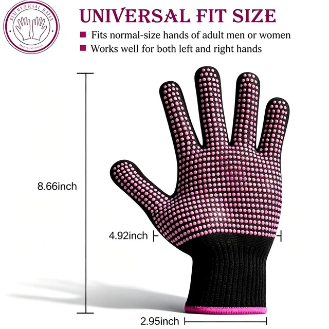 Alt view image 5 of 6 - Sopito Heat Resistant Gloves for Hair Styling, Silicone Bump, 2Pcs Rose Red