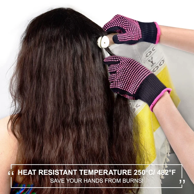 Alt view image 3 of 6 - Sopito Heat Resistant Gloves for Hair Styling, Silicone Bump, 2Pcs Rose Red