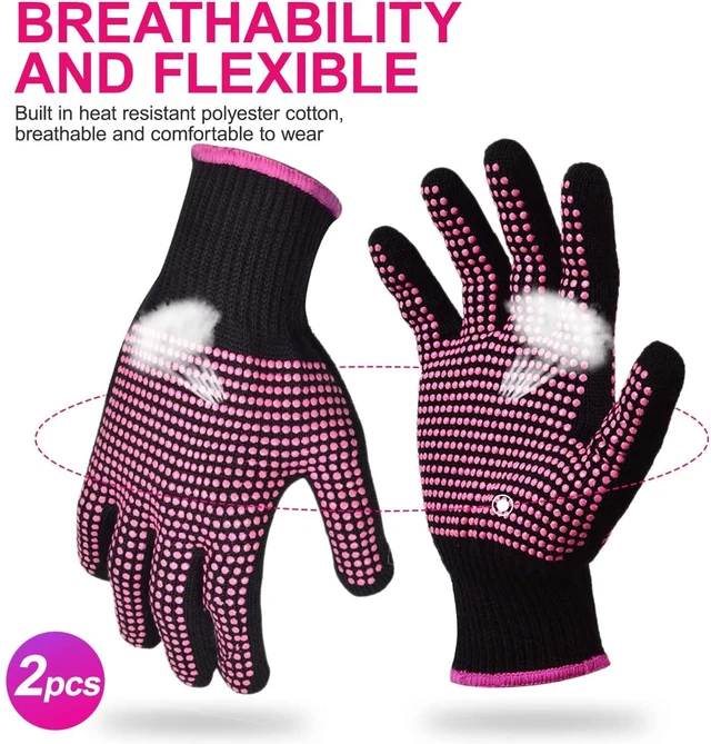 Alt view image 4 of 6 - Sopito Heat Resistant Gloves for Hair Styling, Silicone Bump, 2Pcs Rose Red