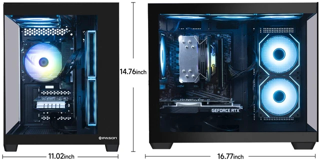 Alt view image 5 of 7 - IPASON Prebuilt Gaming Desktop PC, Ryzen 7 5700X,NVIDIA RTX 5060 Ti,16GB DDR4 RAM, 1TB NVMe SSD, 550W PSU, Liquid Cooler, Wi-Fi, RGB Fans, Windows 11