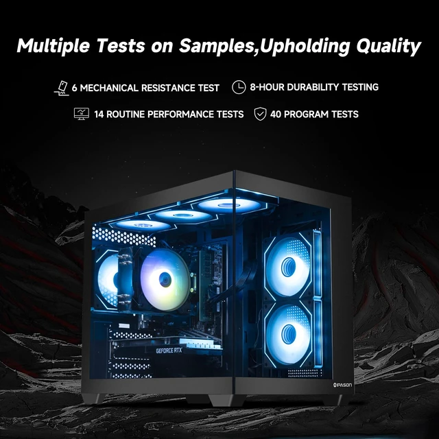 Alt view image 4 of 7 - IPASON Prebuilt Gaming Desktop PC, Ryzen 7 5700X,NVIDIA RTX 5060 Ti,16GB DDR4 RAM, 1TB NVMe SSD, 550W PSU, Liquid Cooler, Wi-Fi, RGB Fans, Windows 11