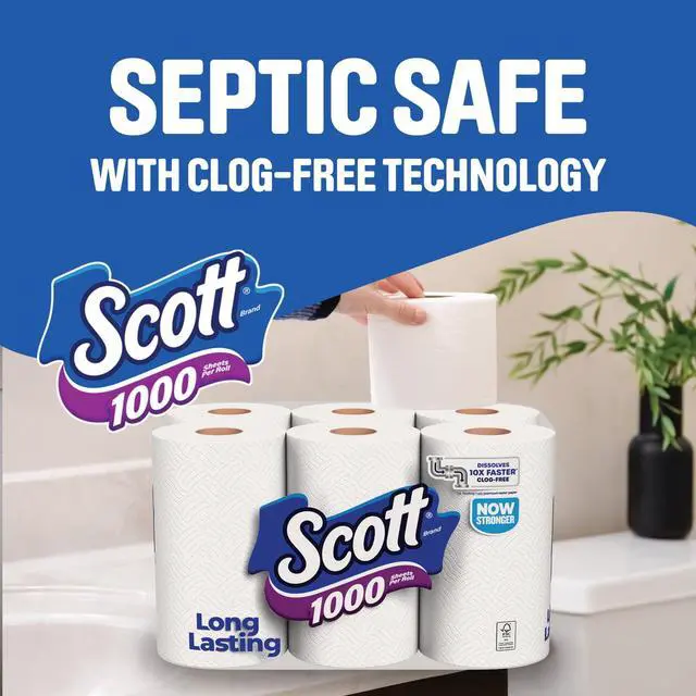 Alt view image 3 of 6 - Scott 1000 Toilet Paper, 12 Rolls, 1,000 Sheets per Roll