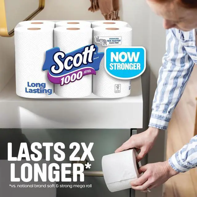 Alt view image 6 of 6 - Scott 1000 Toilet Paper, 12 Rolls, 1,000 Sheets per Roll