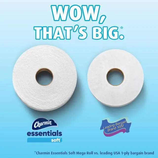 Alt view image 2 of 7 - Charmin Essentials Soft Toilet Paper 12 Mega Rolls, 330 Sheets Per Roll