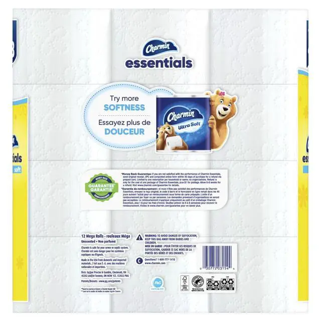 Alt view image 5 of 7 - Charmin Essentials Soft Toilet Paper 12 Mega Rolls, 330 Sheets Per Roll