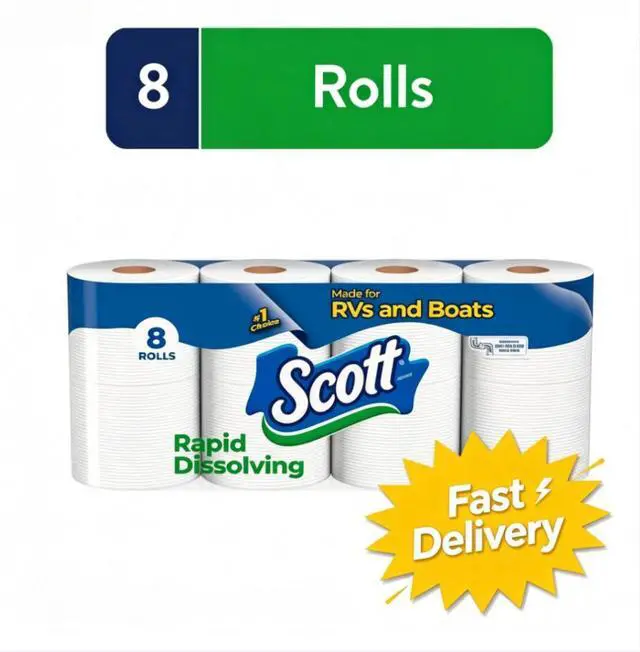 Main image of Scott Rapid-Dissolving Toilet Paper for RVs & Boats, 8 Double Rolls