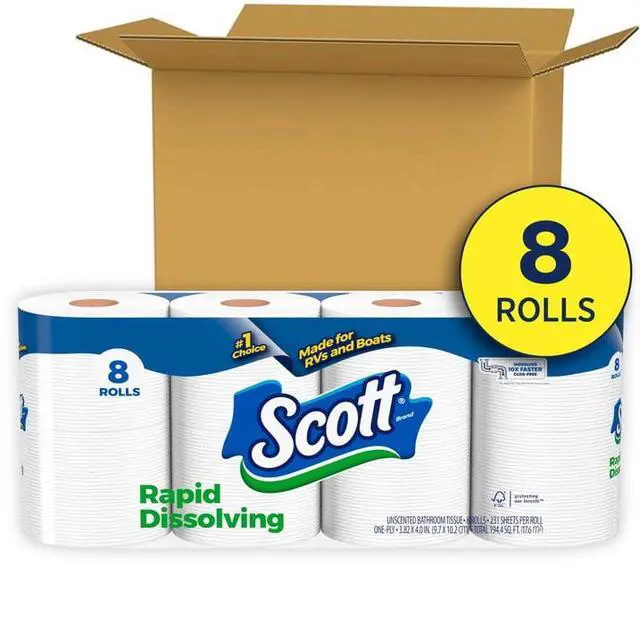 Alt view image 5 of 7 - Scott Rapid-Dissolving Toilet Paper for RVs & Boats, 8 Double Rolls