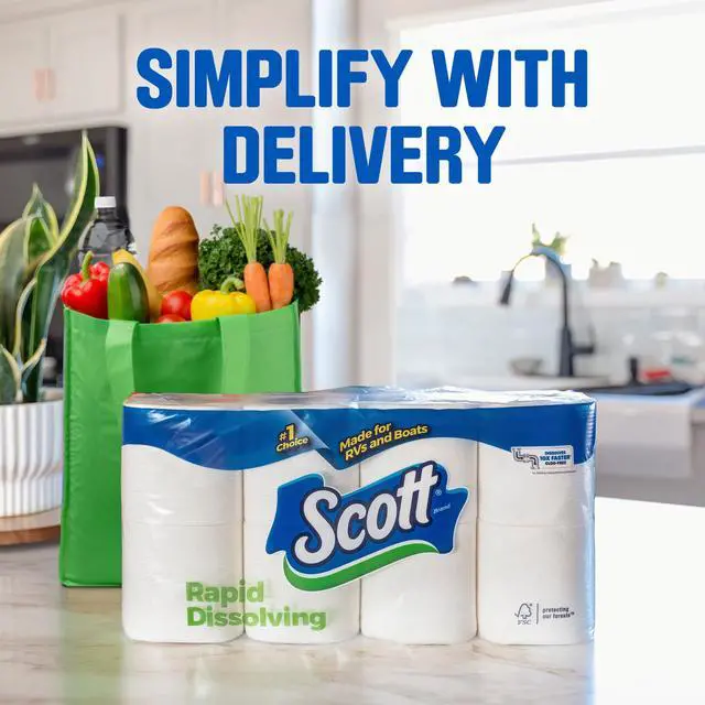 Alt view image 4 of 7 - Scott Rapid-Dissolving Toilet Paper for RVs & Boats, 8 Double Rolls