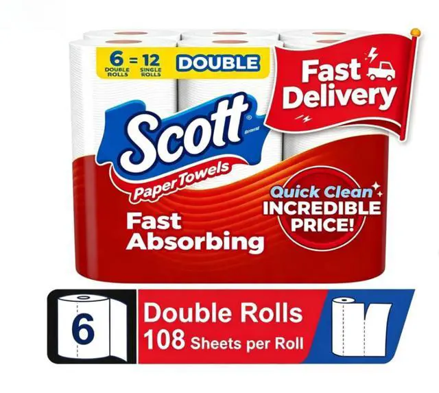 Main image of Scott Paper Towels, Choose-A-Sheet, 6 Double Rolls