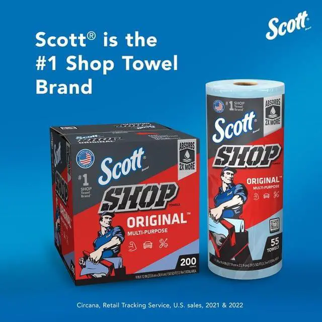 Alt view image 6 of 7 - Scott Multi-Purpose, Shop Towel, 2 Rolls, 55 Sheets Per Roll (110 Total Sheets)