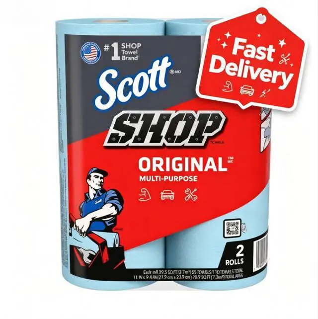 Main image of Scott Multi-Purpose, Shop Towel, 2 Rolls, 55 Sheets Per Roll (110 Total Sheets)