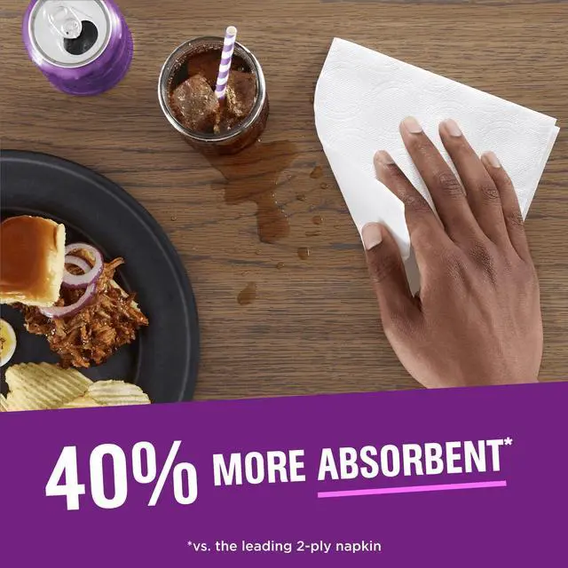 Alt view image 7 of 7 - Vanity Fair Extra Absorbent 6.4 in x 6.45 in 2-Ply White Napkins (80 Count), Ideal For Daily Meals And Casual Parties