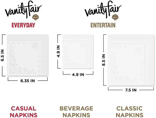 Alt view image 5 of 7 - Vanity Fair Everyday 6.5 in x 6.35 in 2-Ply White Napkins (300 Count), Reliable Absorbency For Common Household Messes