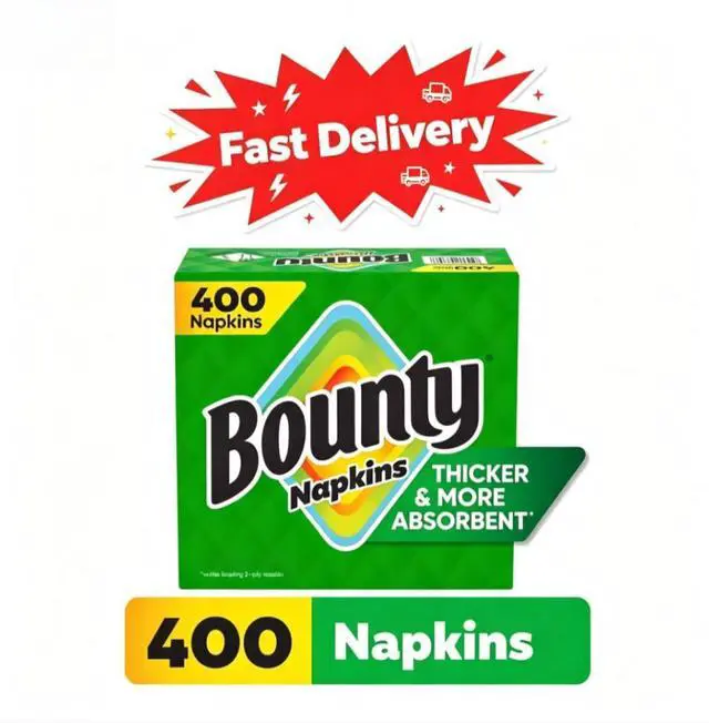 Main image of Bounty Everyday Disposable Paper Napkins, White, 400 Count Napkins, Reliable Absorbency For Household Spills And Meals