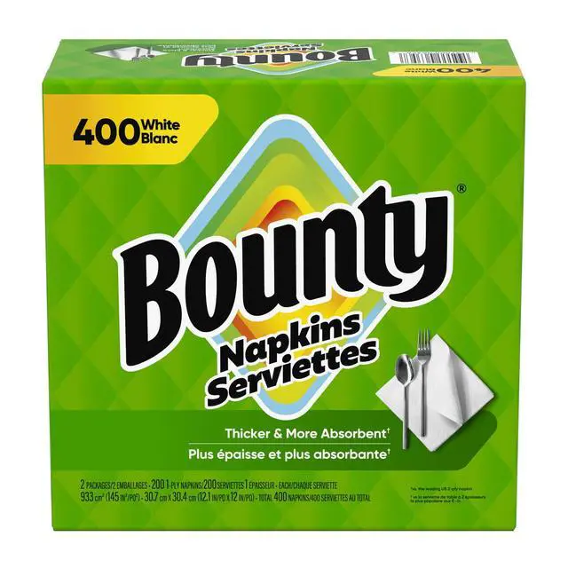 Alt view image 4 of 7 - Bounty Everyday Disposable Paper Napkins, White, 400 Count Napkins, Reliable Absorbency For Household Spills And Meals