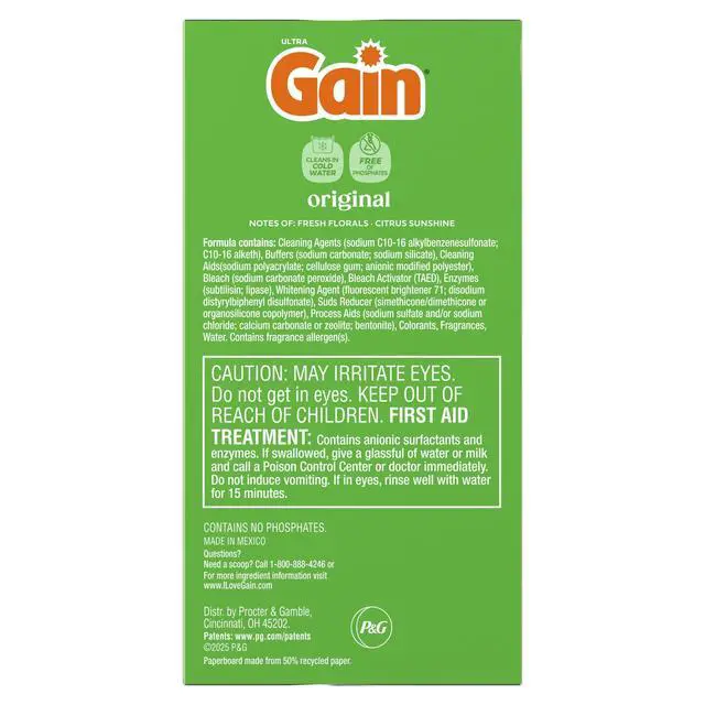 Alt view image 4 of 7 - Gain Powder Laundry Detergent, Original Scent, 40 oz, 44 Loads, Powerful Stain Removal And Long-Lasting Fresh Fragrance